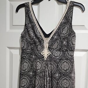 Jonathan Martin Black and White Paisley Midi/Maxi Dress Crochet 8